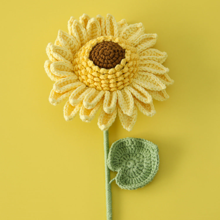 Crocheted 36 petals double layer sunflower branches