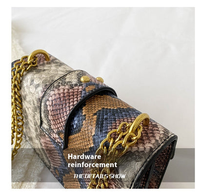 Snakeskin pattern women's shoulder bag