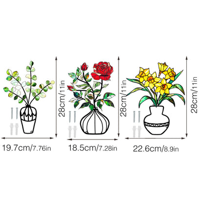Metal vase flower crafts wall decoration painting wall sticker home decorations