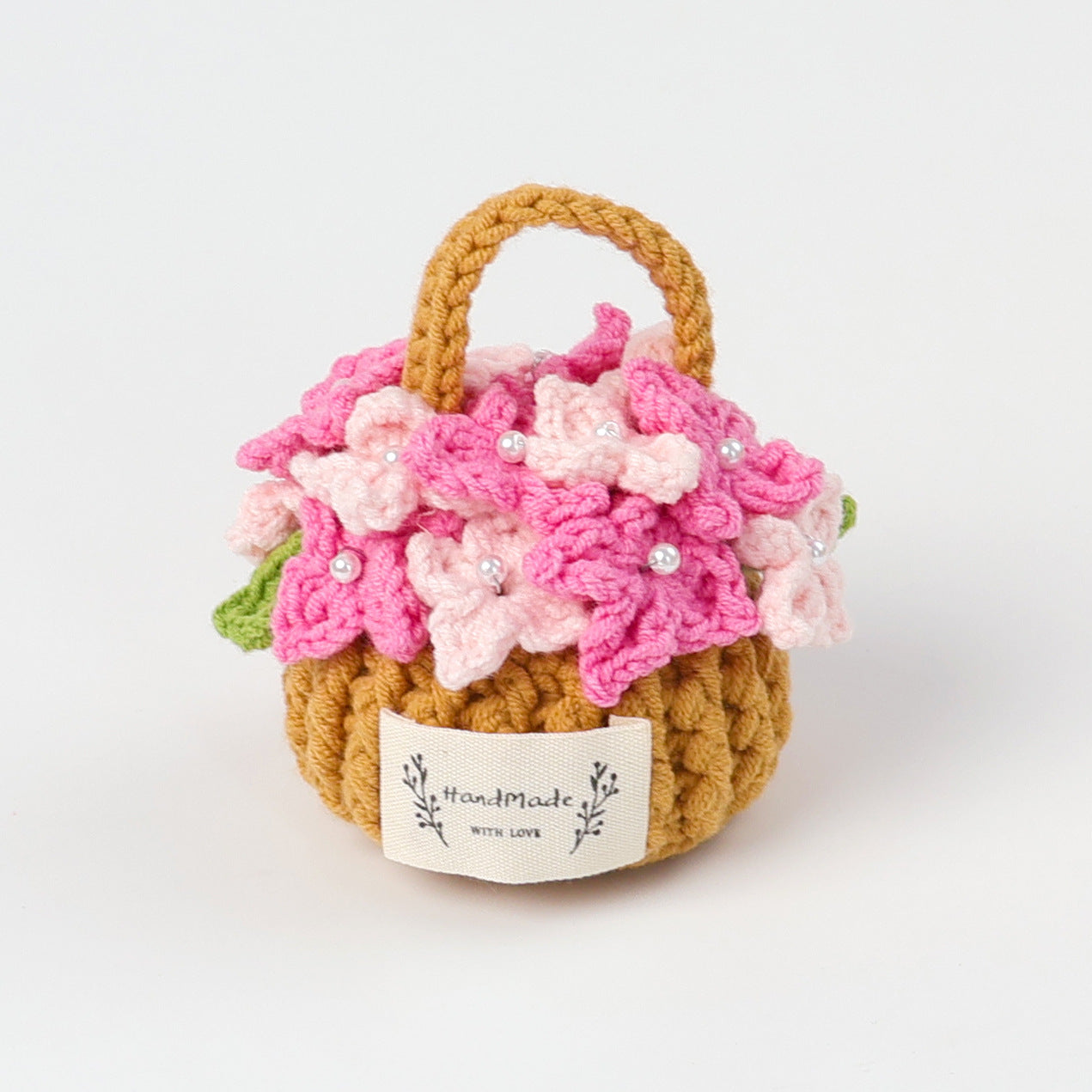 Crocheted Flower mini flower myosotis basket potted plant