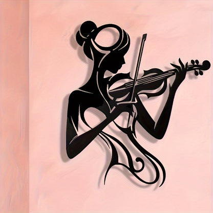 Violin iron art female lines hanging decoration wall decoration silhouette pendant art metal crafts