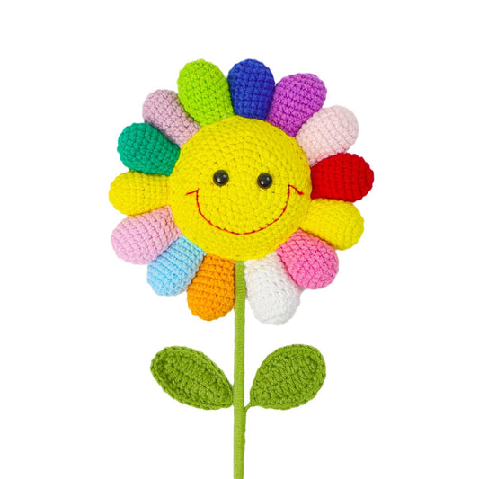 Crocheted Rainbow Sunflower