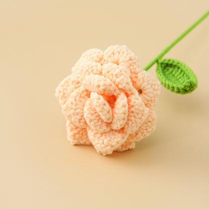 Crocheted Pointed Rose Branch Rhombus Petals