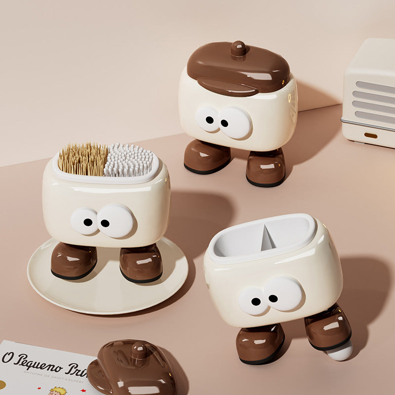 Toothpick box cotton swab box light luxury plastic toothpick holder cosmetic cotton box storage box