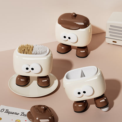 Toothpick box cotton swab box light luxury plastic toothpick holder cosmetic cotton box storage box