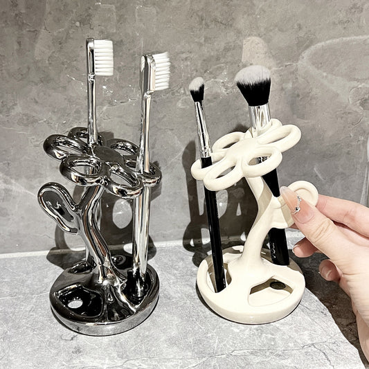 Creative flower toothbrush holder ceramic toothbrush base makeup brush storage toothbrush holder