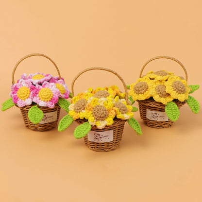 Crocheted Sunflower mini flower basket