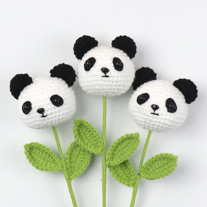 Crocheted  Panda bouquet cartoon doll