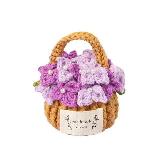 Crocheted Flower mini flower myosotis basket potted plant