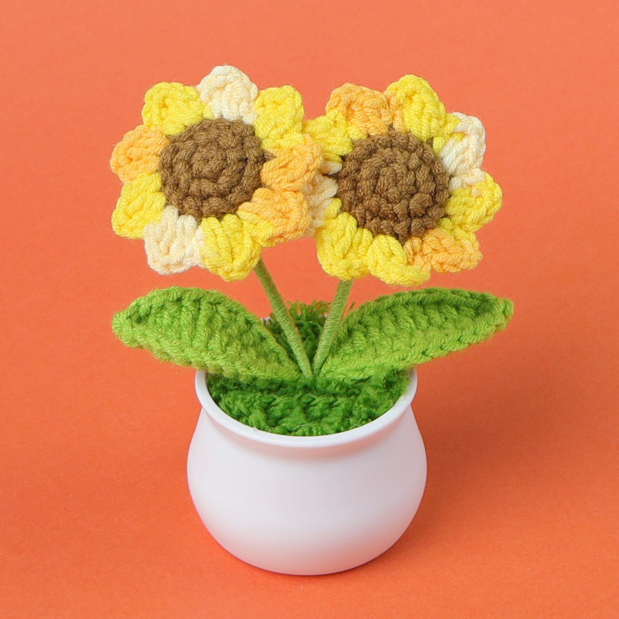 Handmade Crocheted wool sunflower potted plant