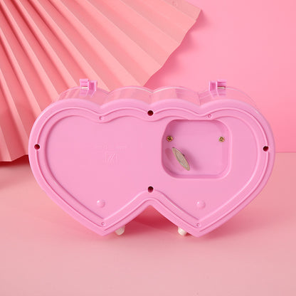 Double Heart Dancing Girl Music Box Jewelry Box