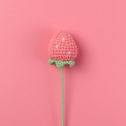 Hand crocheted red strawberry flower branches