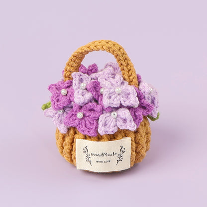 Crocheted Flower mini flower myosotis basket potted plant