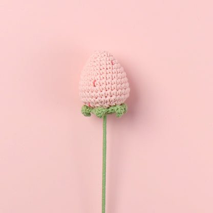 Hand crocheted red strawberry flower branches