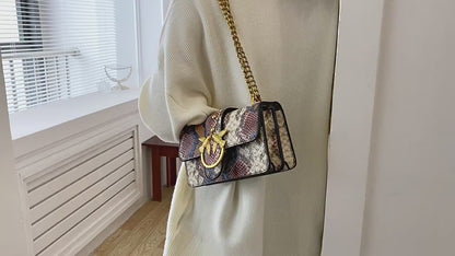 Snakeskin pattern women's shoulder bag